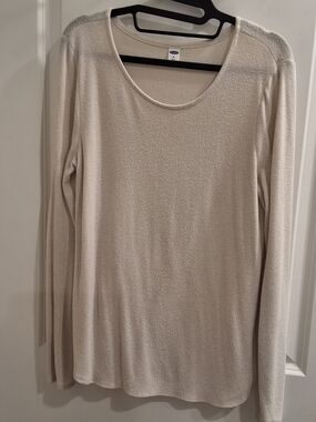 Old Navy Cream Scoop Neck Long Sleeve Top
